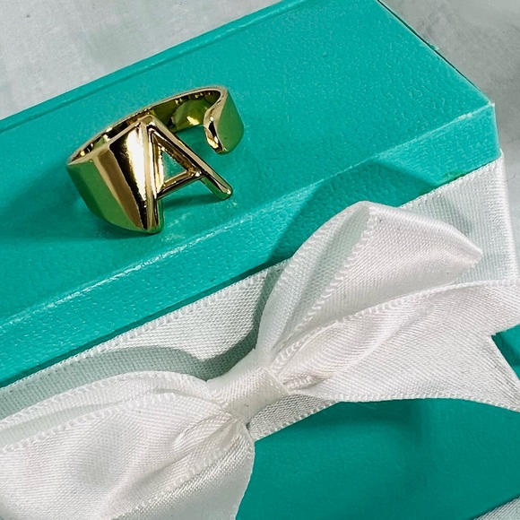 Golden A Initial Personalized Ring Cuff Trending Influencer  Style Staple - Picture 4 of 9